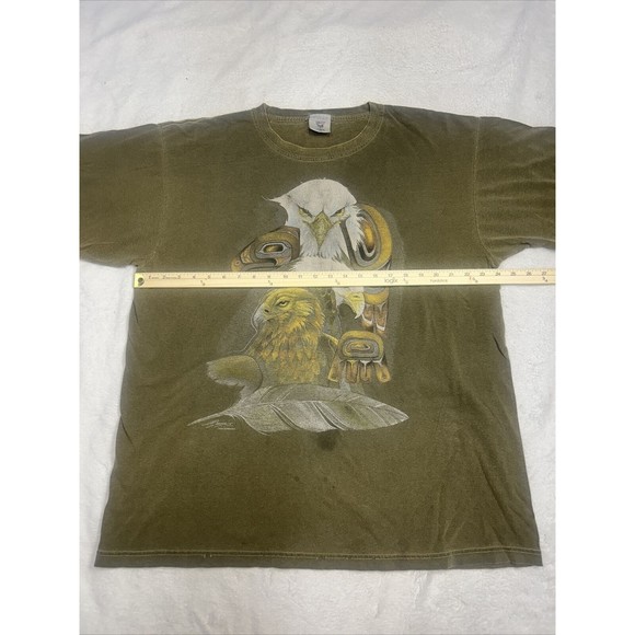 Vintage Polar Graphics Eagle Totem Nature T-Shirt Adult Size XL Distressed - Picture 5 of 8